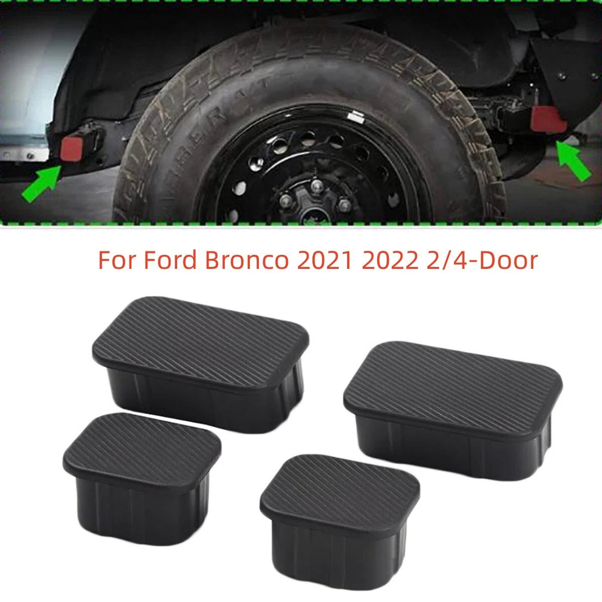 Set of 4 Front Axle Plugs Bridge Covers Rubber for Ford Bronco (2021–2022)