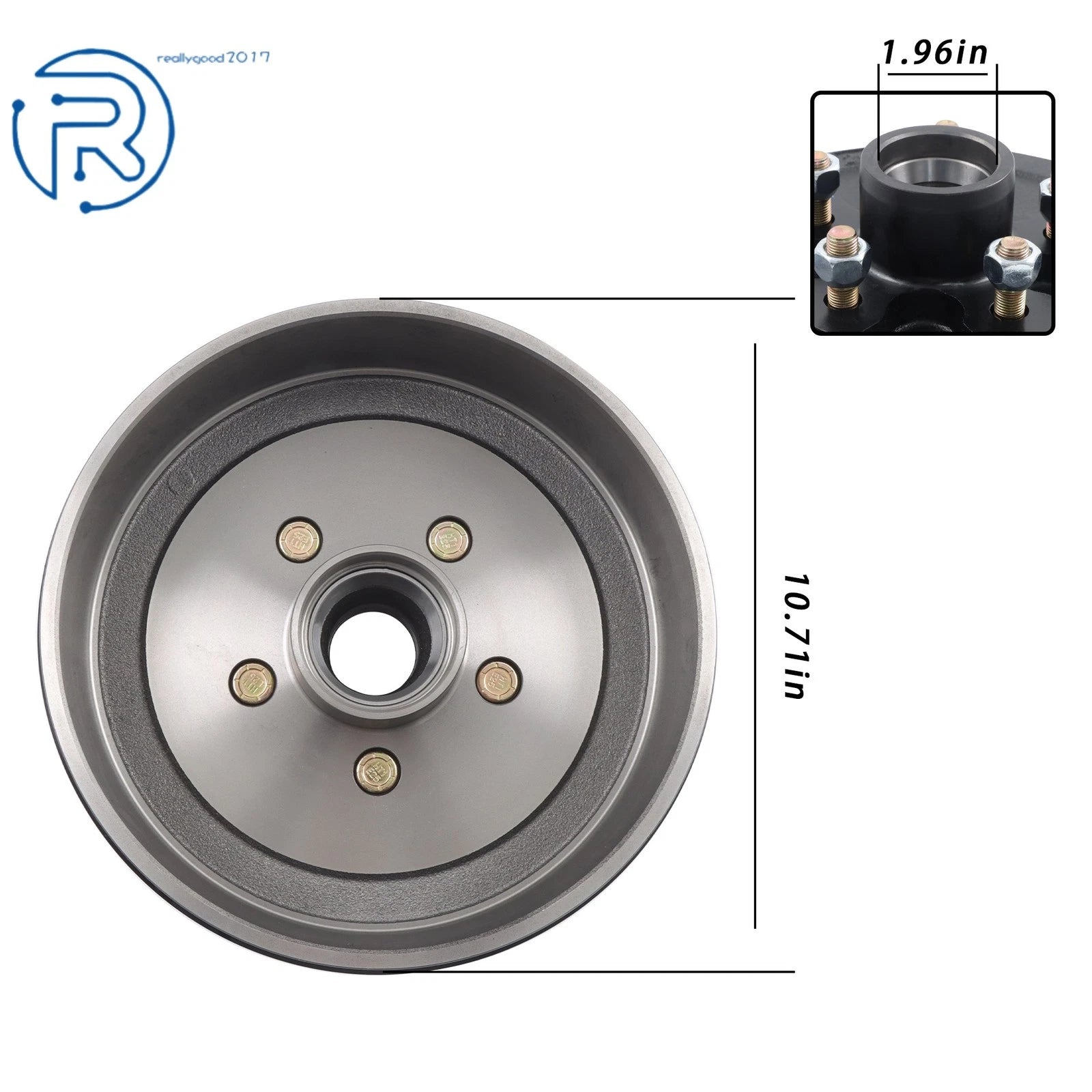 10" x 2-1/4" Brake Drum Kit for Trailer (3500 lbs, 5 Lug, 5 on 4.5") - 22001K
