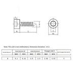 32pcs 25mm Hex Cap Head Self Tapping Screws Carbon Steel (Tools)