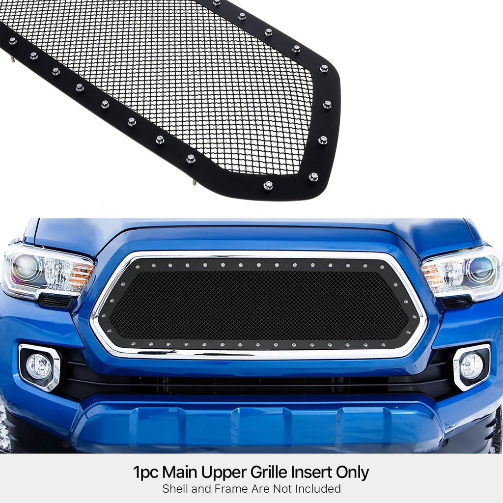 Stainless Steel Black Rivet Studs Mesh Grille for Toyota Tacoma (2016–2017)