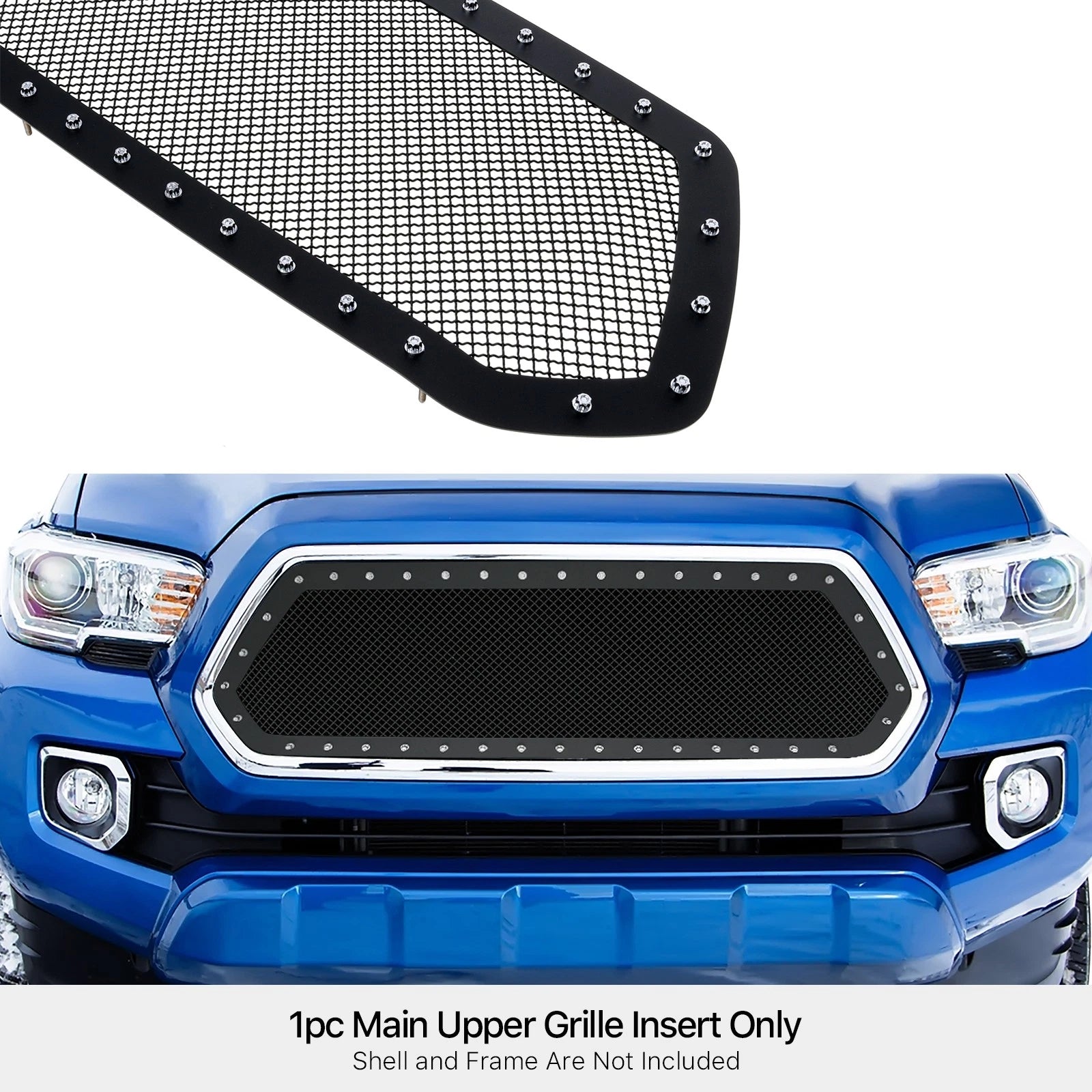 Stainless Steel Black Rivet Studs Mesh Grille for Toyota Tacoma (2016–2017)