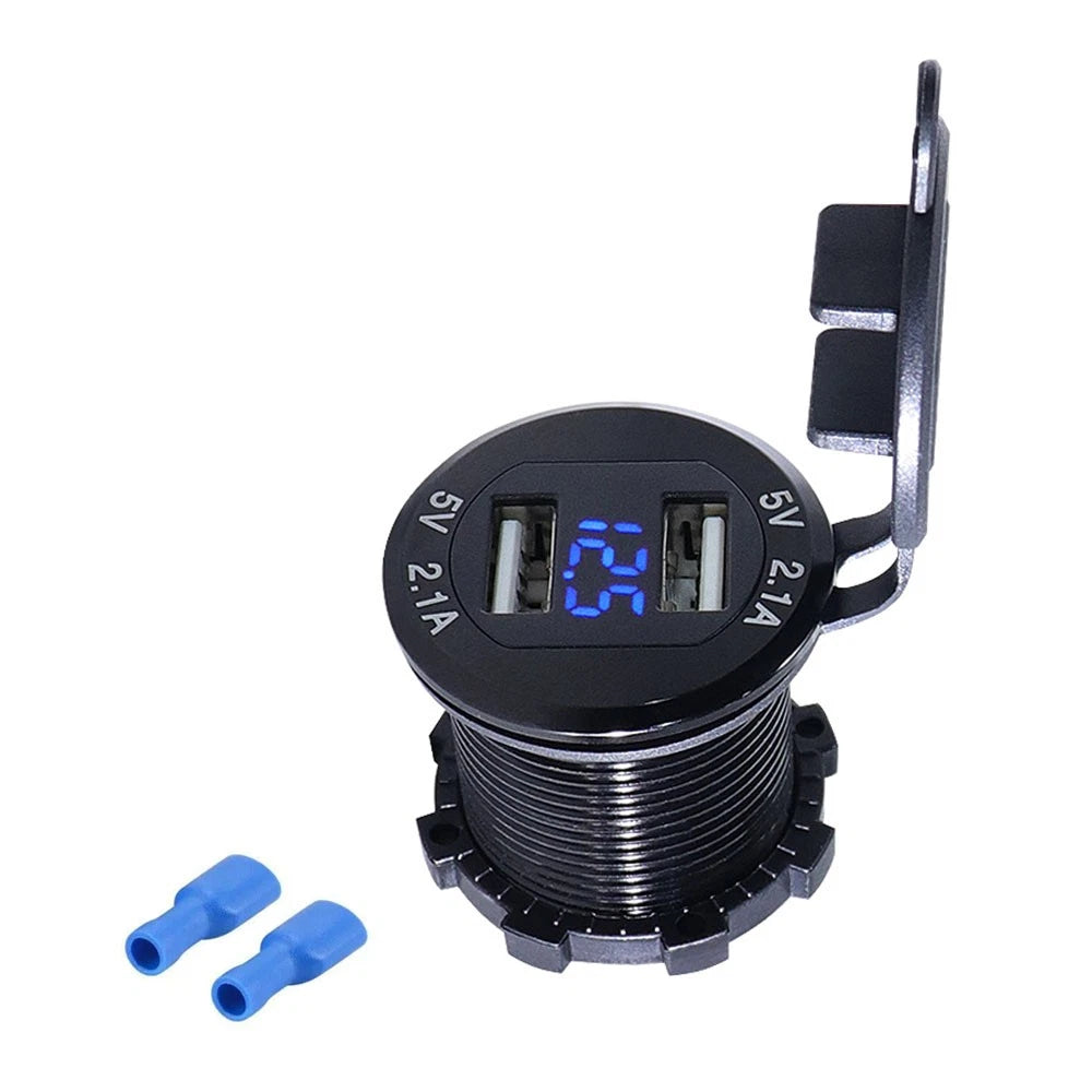Dual USB Phone Charger Adapter for Motorcycle Boat (Cigarette Lighter Socket)
