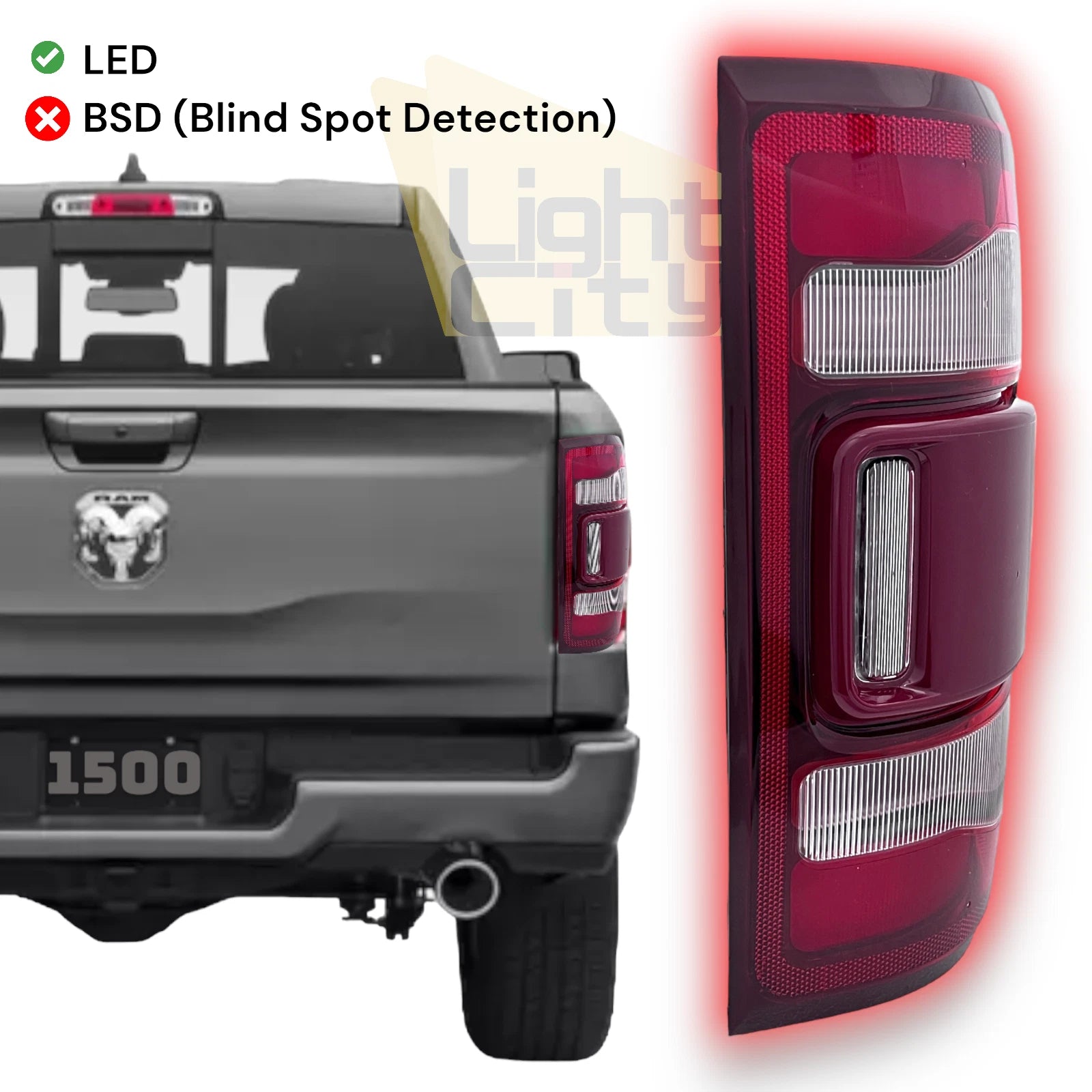 LED Tail Light Chrome Trim for RAM 1500 (2019–2023) 55112990AD