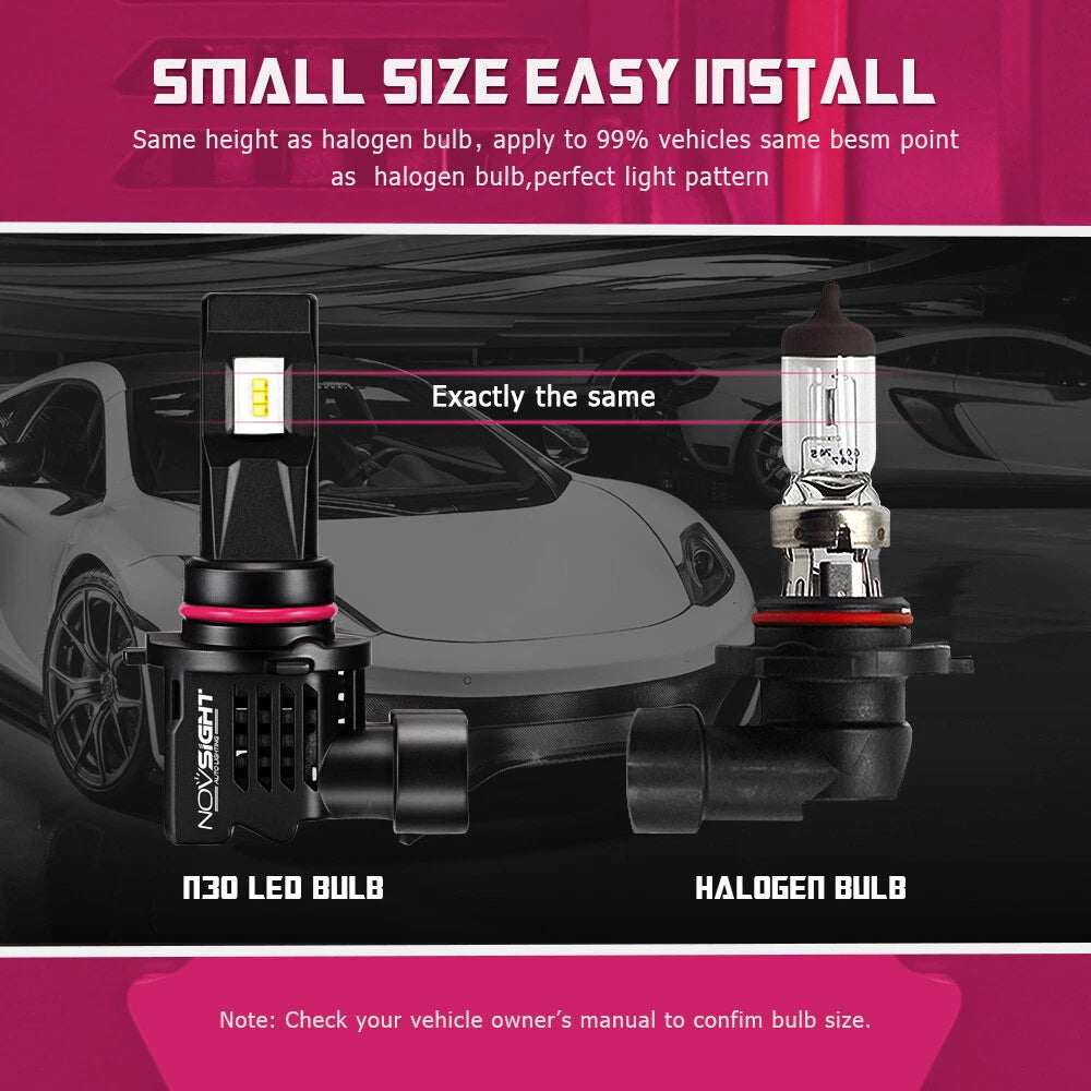 H11 LED Headlight Bulbs for NOVSIGHT (6000K, 10000LM, High/Low Beam)