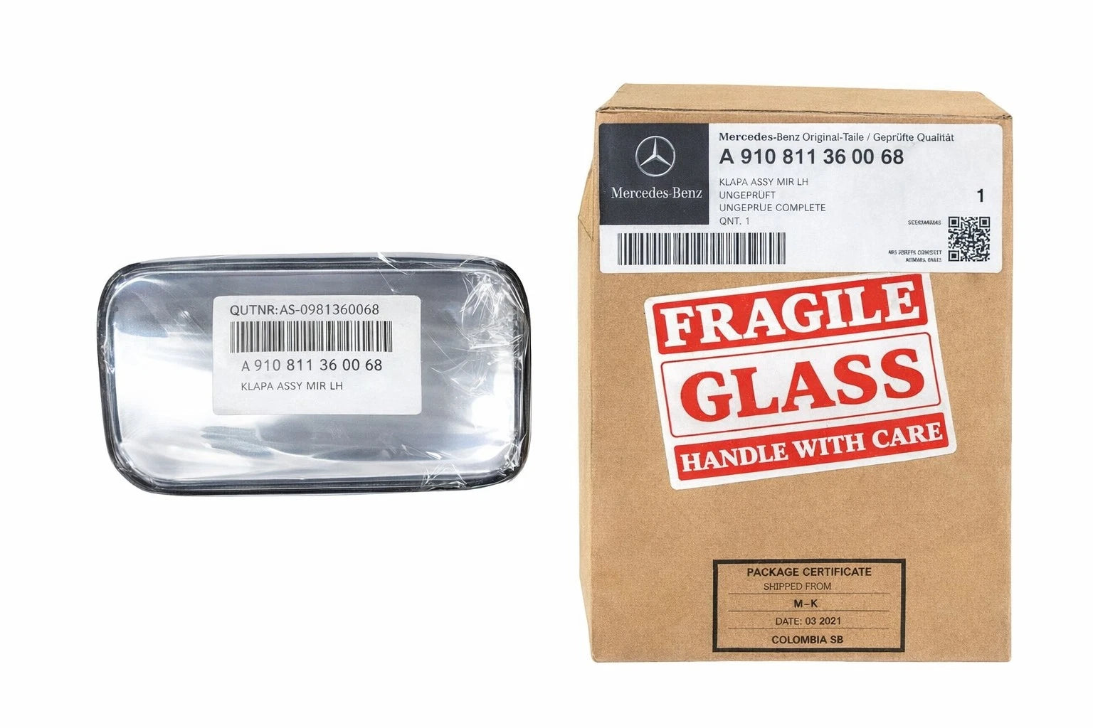 Right Lower Door Mirror Glass for Mercedes-Benz Sprinter 2500 (2019–2023)