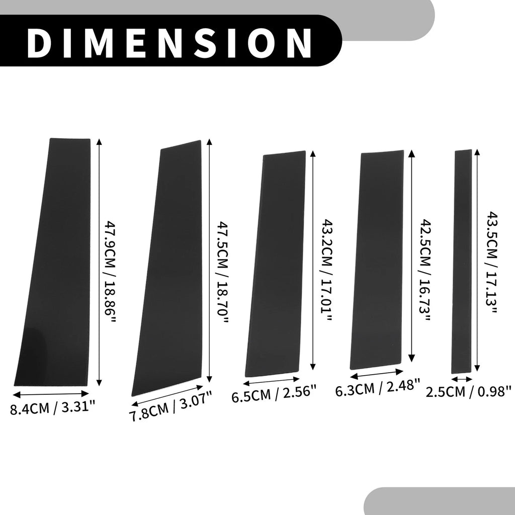 10X Car Pillar Window Trim Cover for Mercedes Benz GL-Class (2008–2012) Black