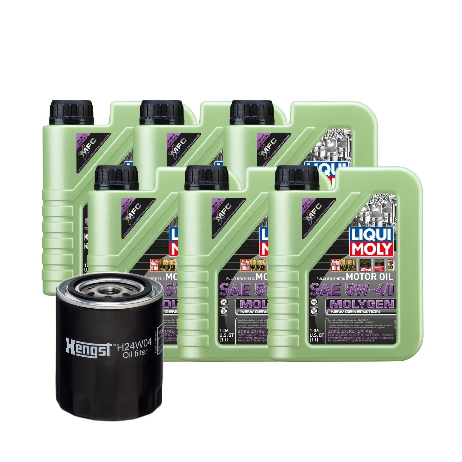 6L Liqui Moly Molygen 5W-40 Oil Change Kit for Audi ATQ (1996–2001)