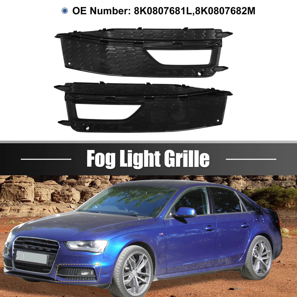 Pair Front Bumper Fog Light Grille Cover for Audi A4 S4 S-line (2013–2015)