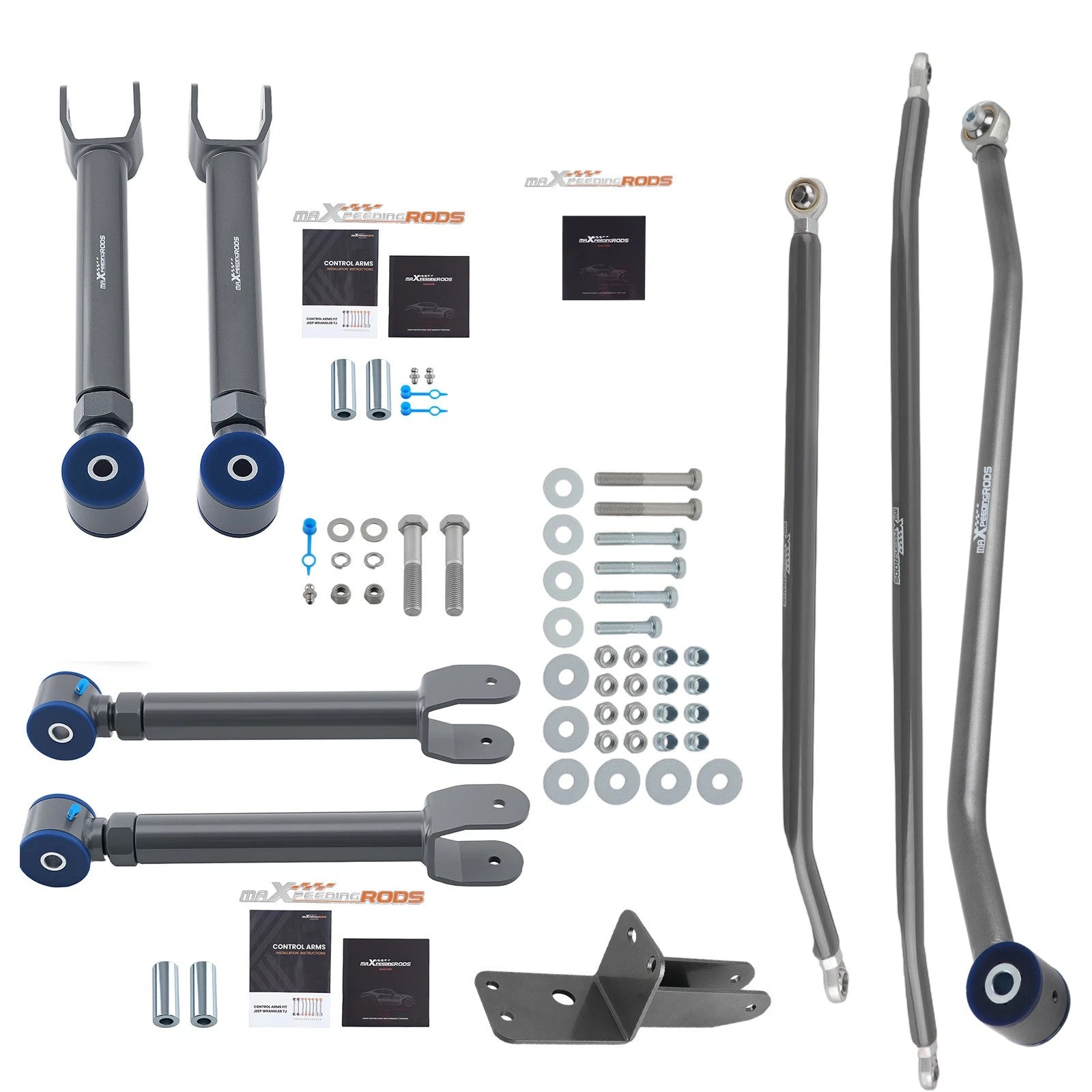 Front Control Arm Set + Track Bar + Crossover Steering Kit for Jeep Cherokee XJ (1984–2001)