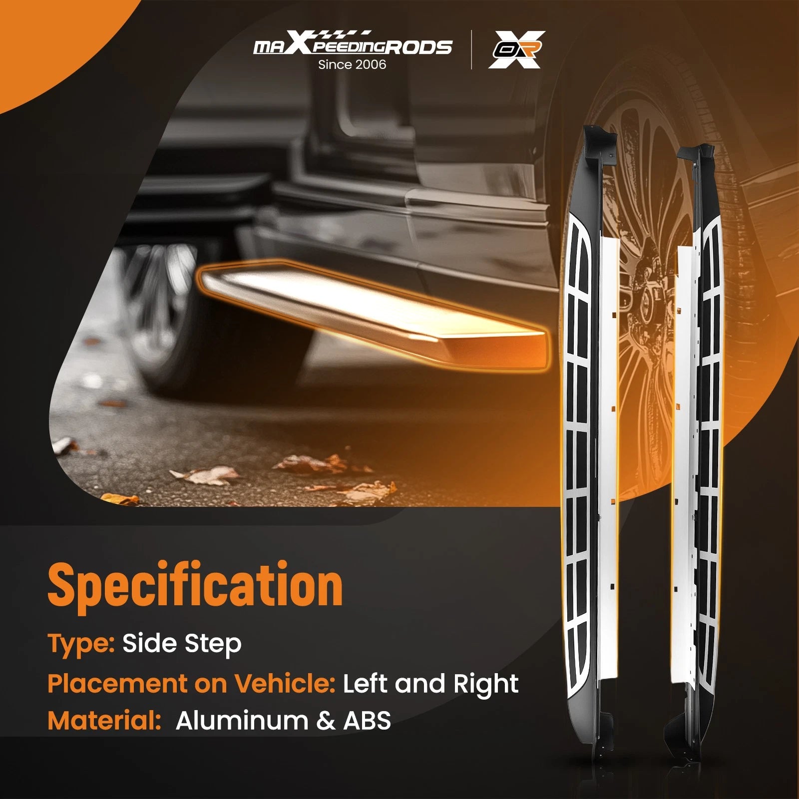 Running Board Side Steps for Kia Telluride (2019-2024) Black Aluminum Pair