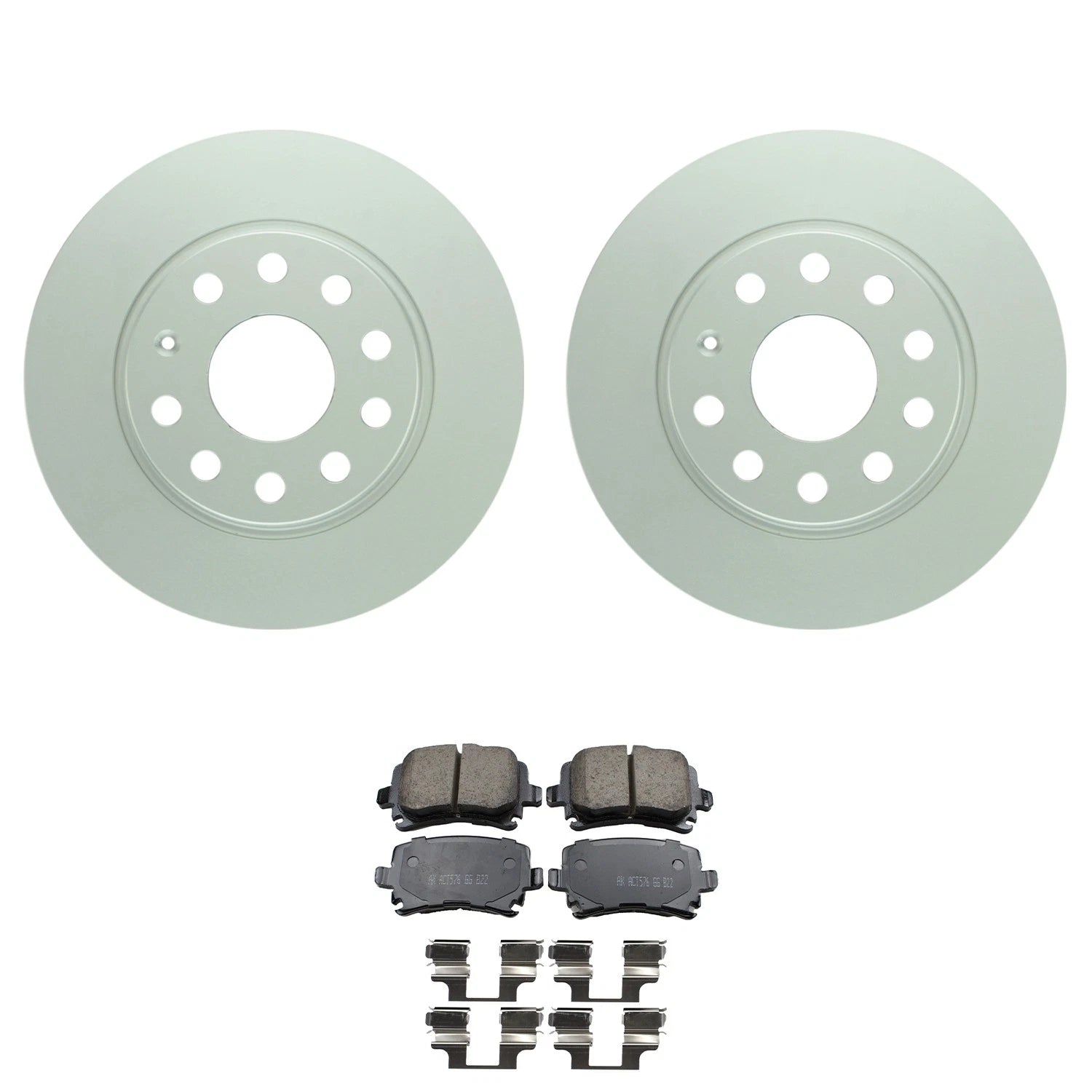 Set of 2 Bosch QuietCast Rear Rotors & Akebono EURO Brake Pads for A3 Q Golf