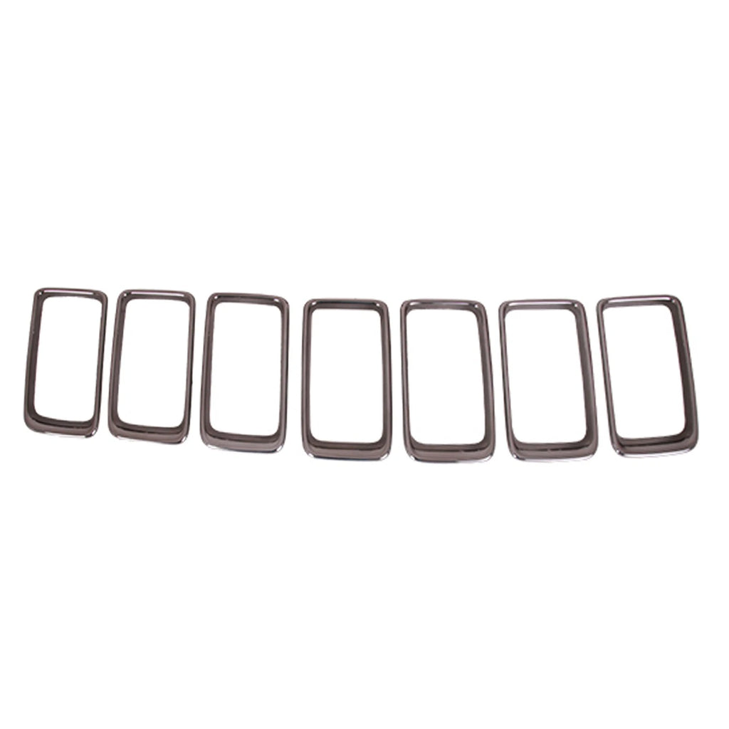 Grille Trim Ring Replacement Smoked Chrome ABS 7-Piece Set for Jeep