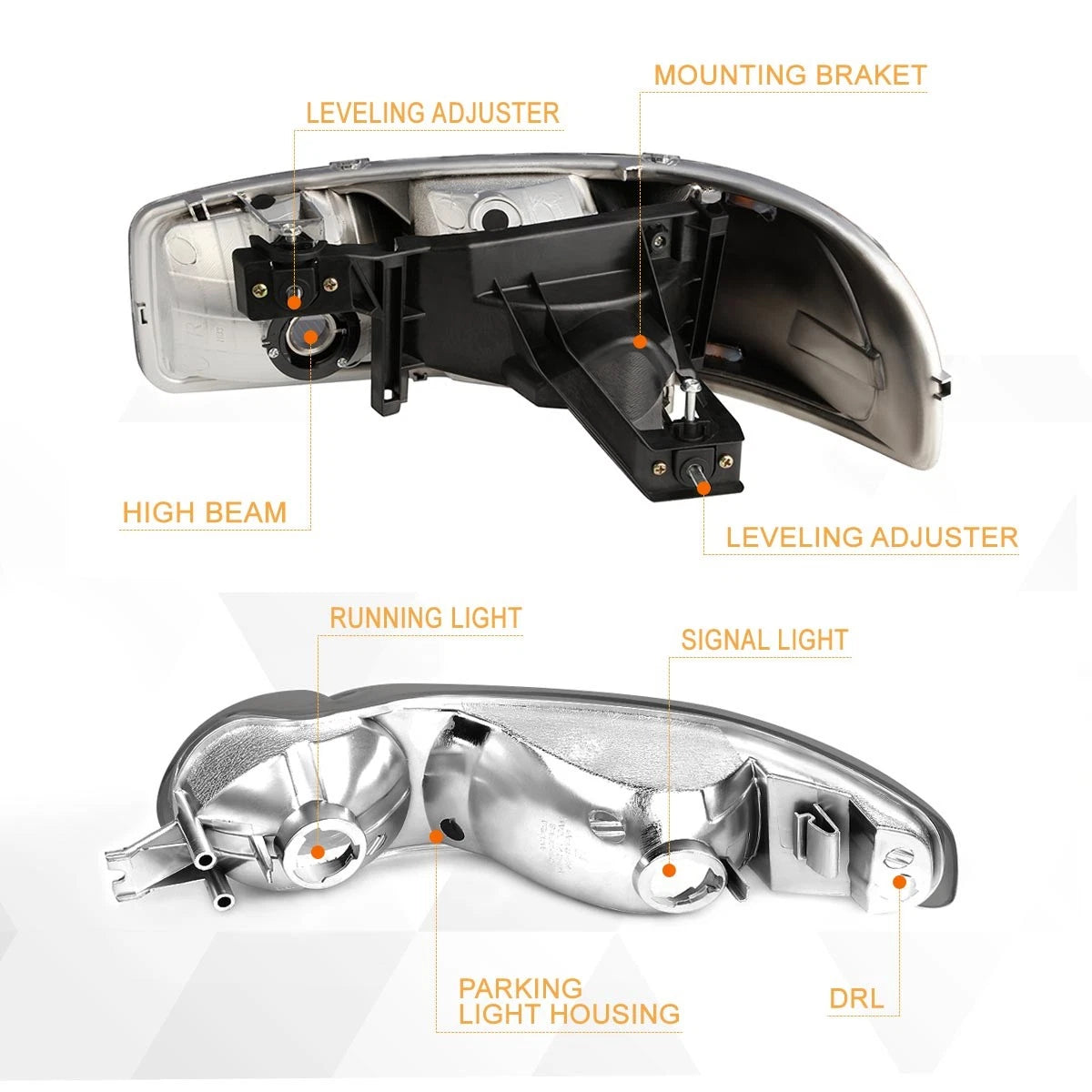 Headlight with LED DRL for GMC Sierra/Yukon Denali (2001–2007)