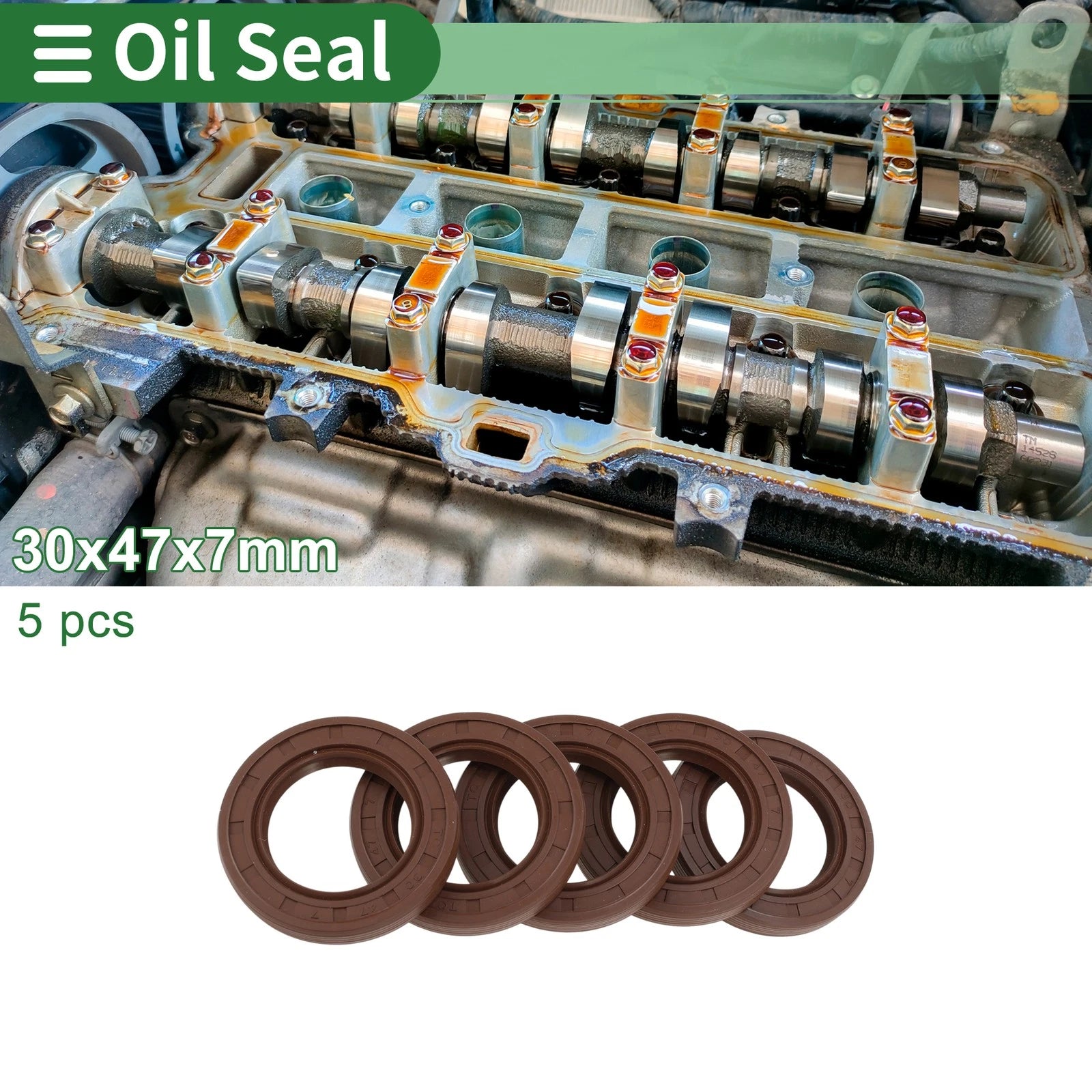 Set of 5 Oil Seals FKM Rubber 30x47x7mm for High Pressure