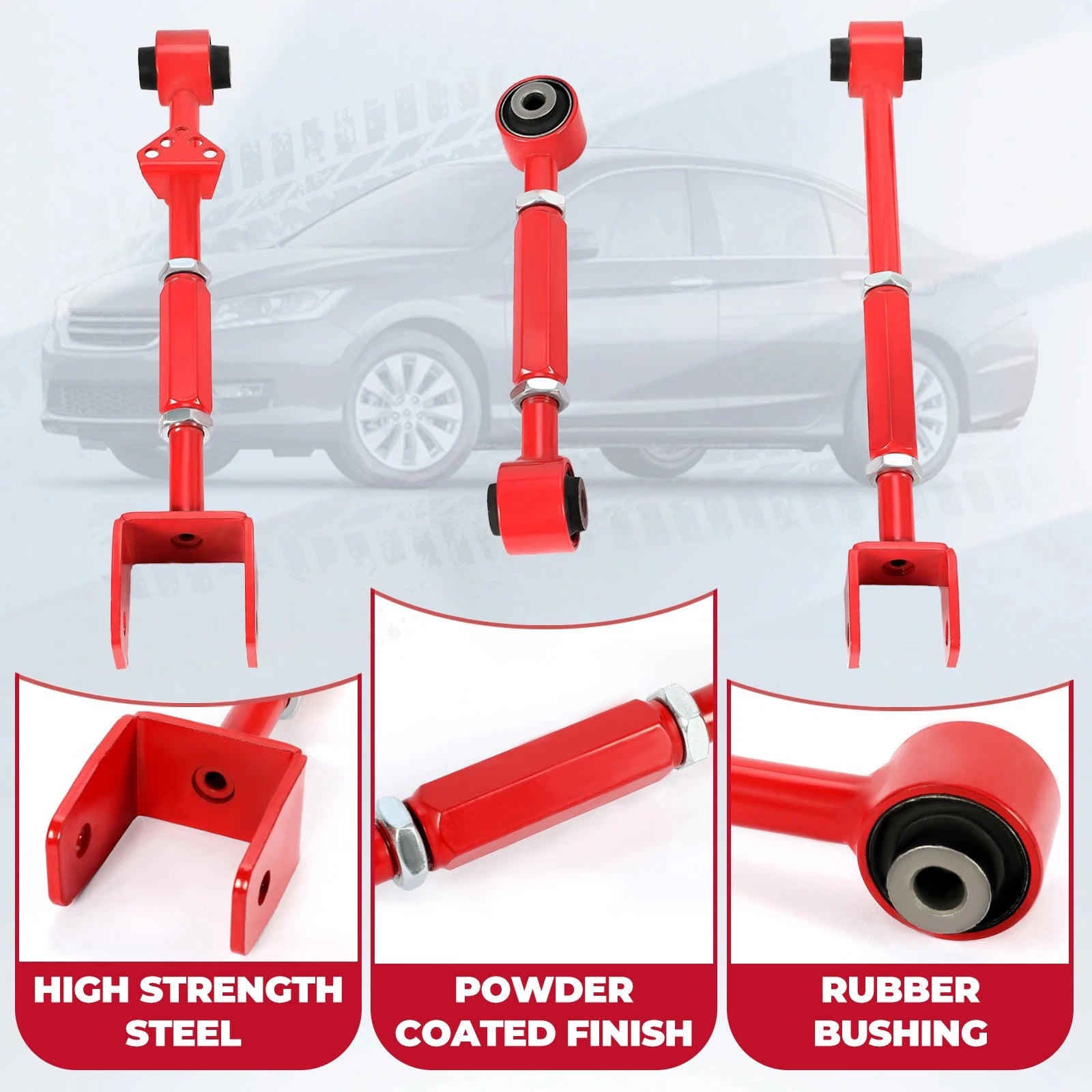 Red Steel Front Ball Joint Rear Camber Control Arm Kit for Accord TL TSX (2008–2013)