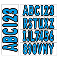 Set of 4 Blue Decals A-Z & 0-9 for Boat Registration Stickers