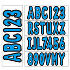 Set of 4 Blue Decals A-Z & 0-9 for Boat Registration Stickers
