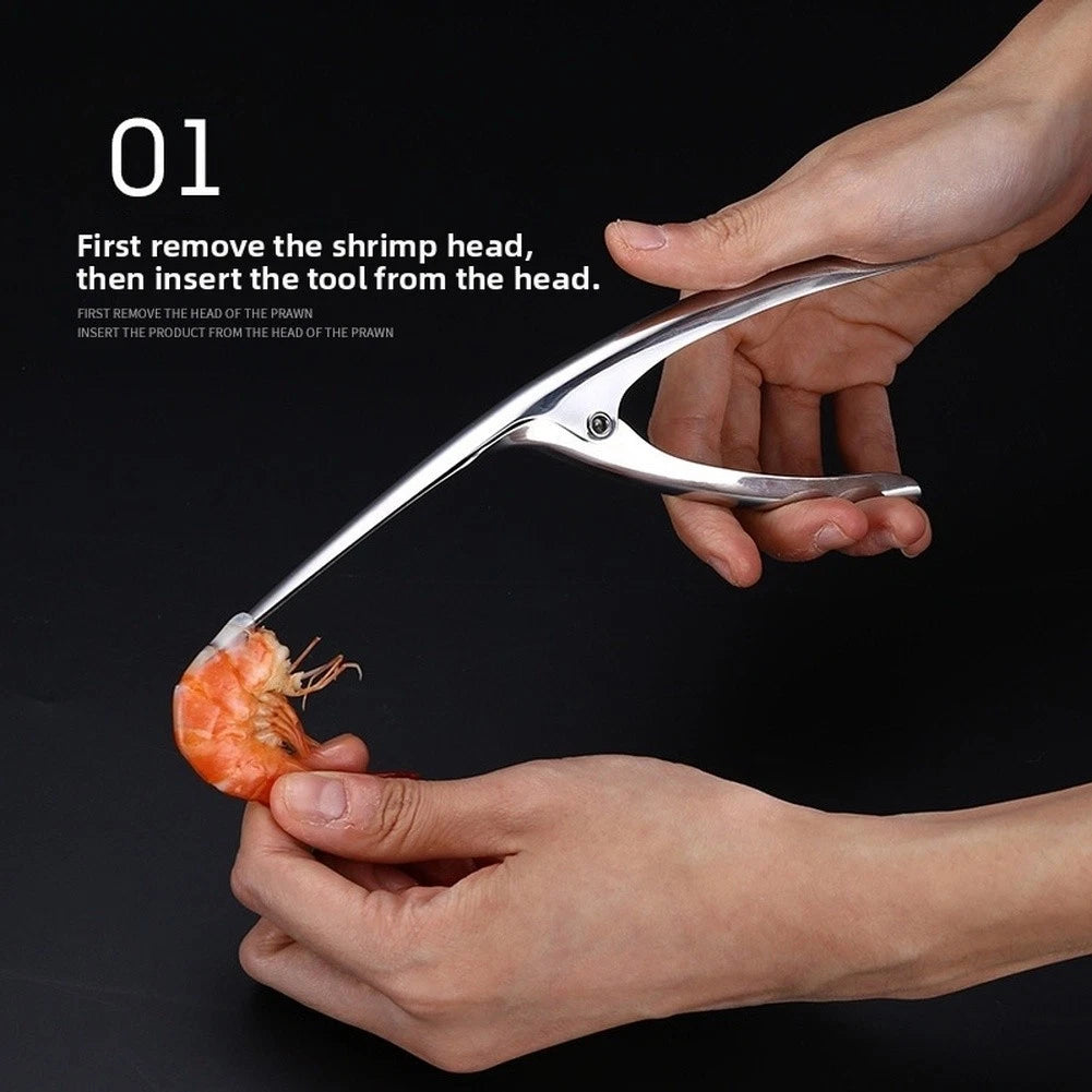 Compact Shrimp Peeling Tool 304 Stainless Steel for Kitchen Use