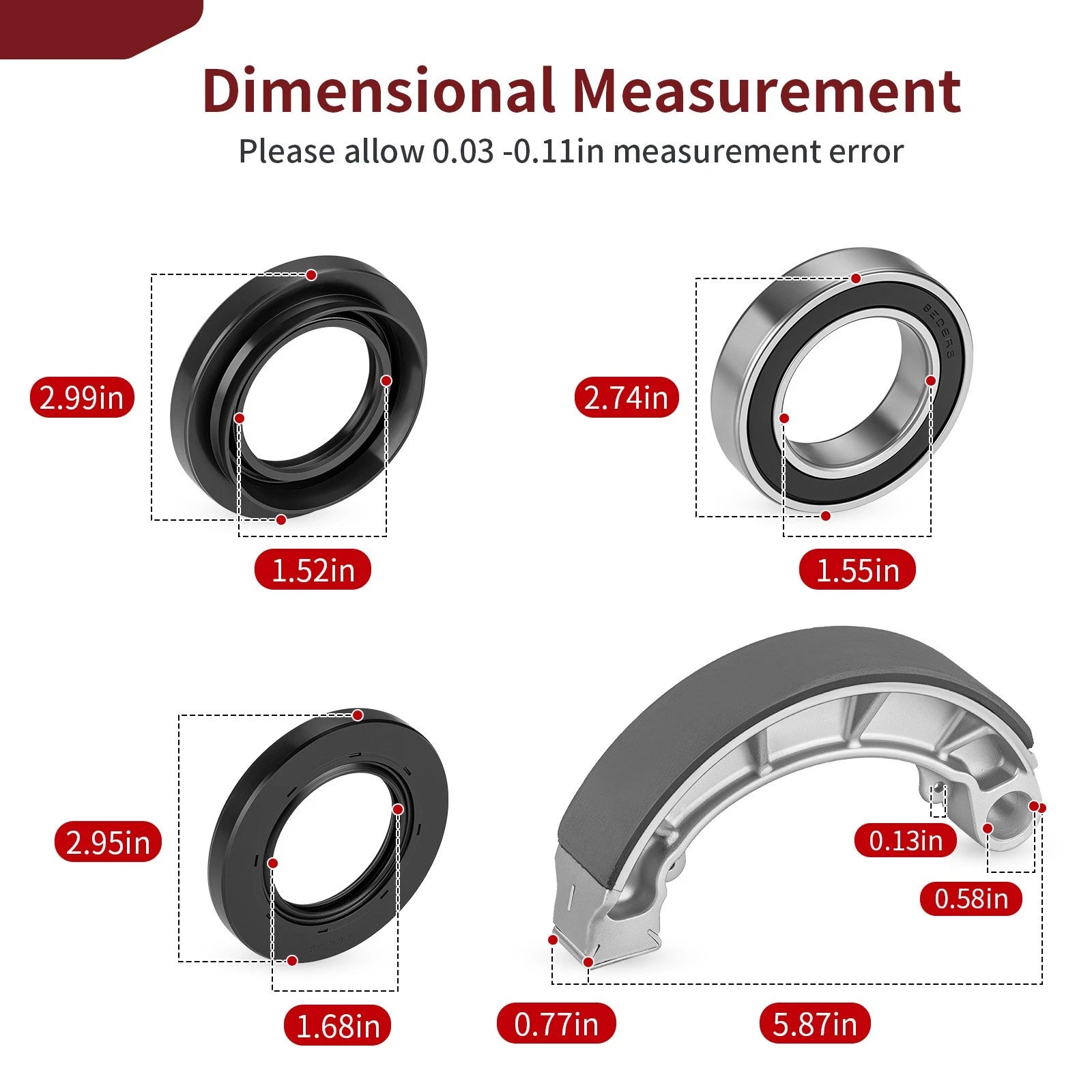 Rear Brake Drum Bearing Seals Shoes Kit for Honda Rancher 420 (2007–2013)