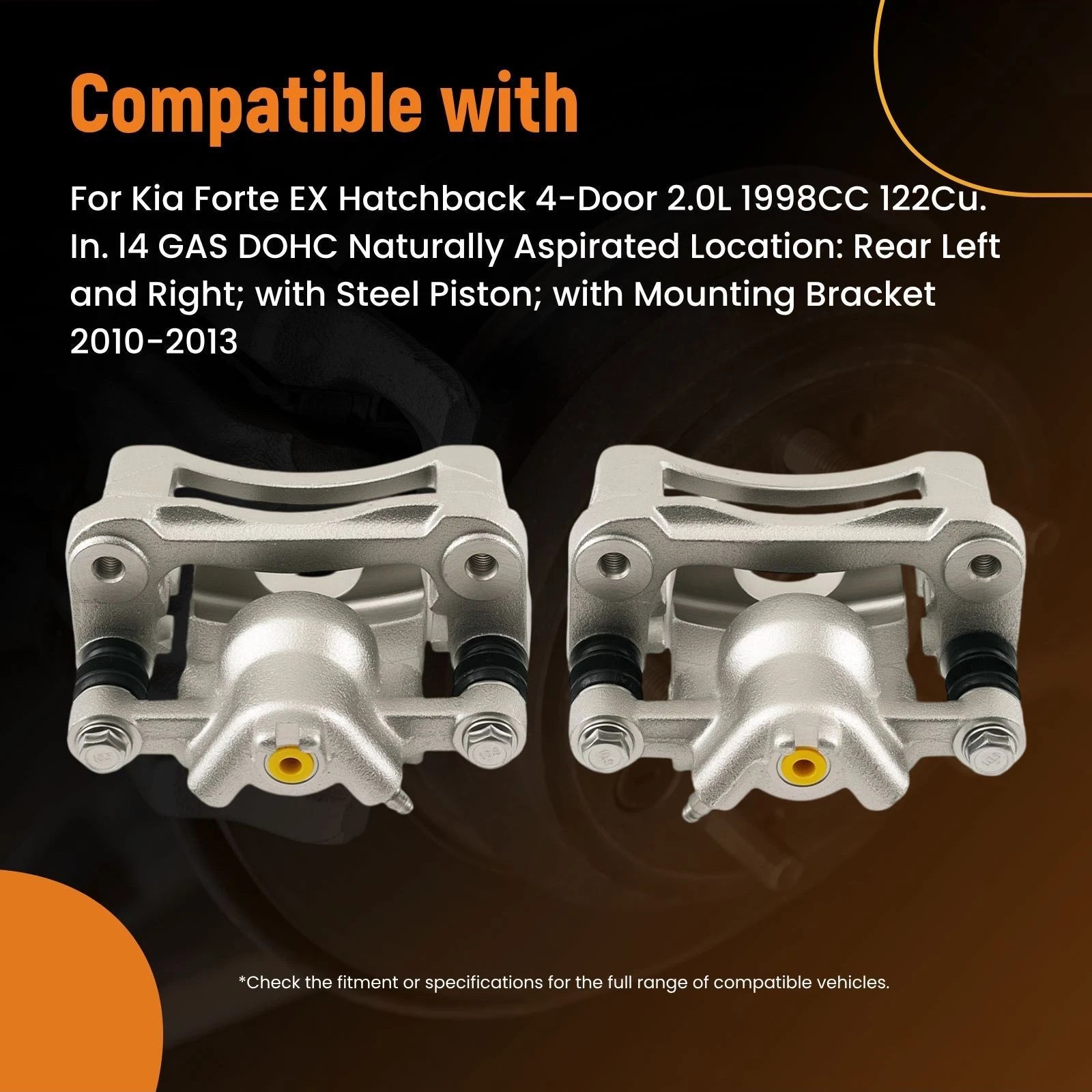 Rear Disc Brake Calipers Left & Right for Kia Forte (2010–2013) / Rio (2006–2007)