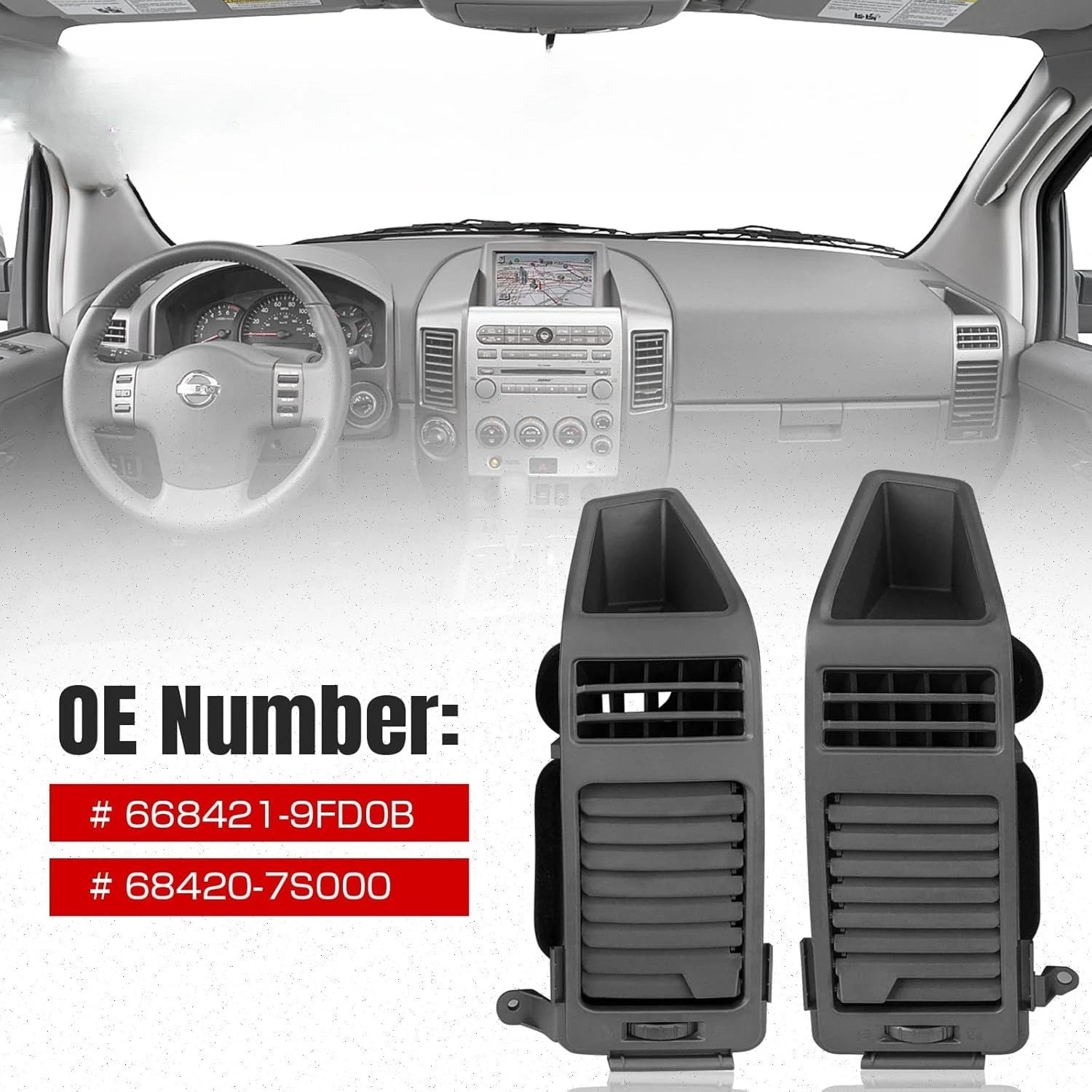 2Pcs A/C Vent Panel for Nissan Armada (2004–2020) Gray