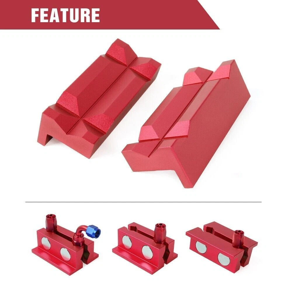 2X Aluminum Vise Jaws for AN Fitting Adapter