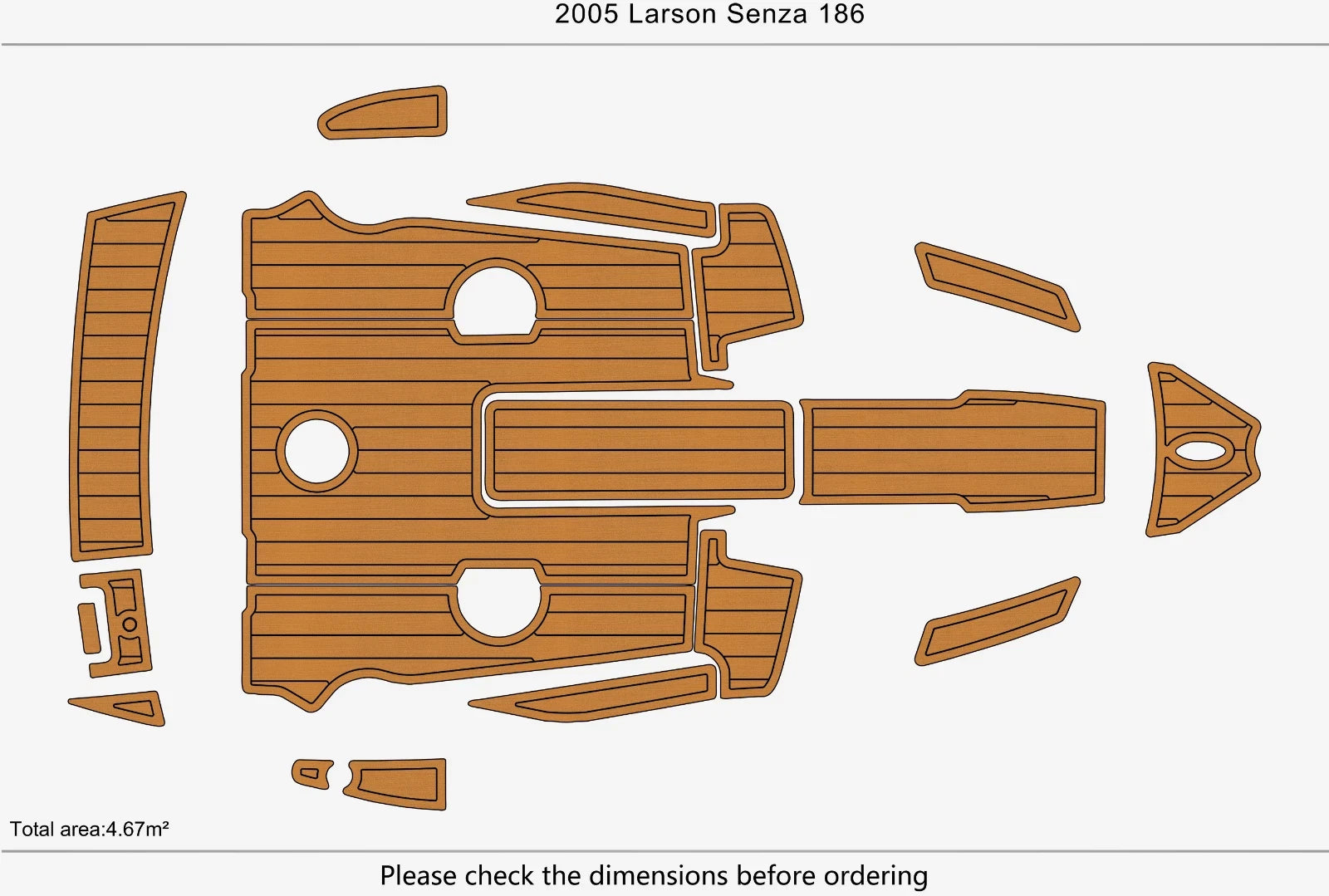 EVA Foam Faux Teak Deck Floor for Larson Senza 186 (2005)