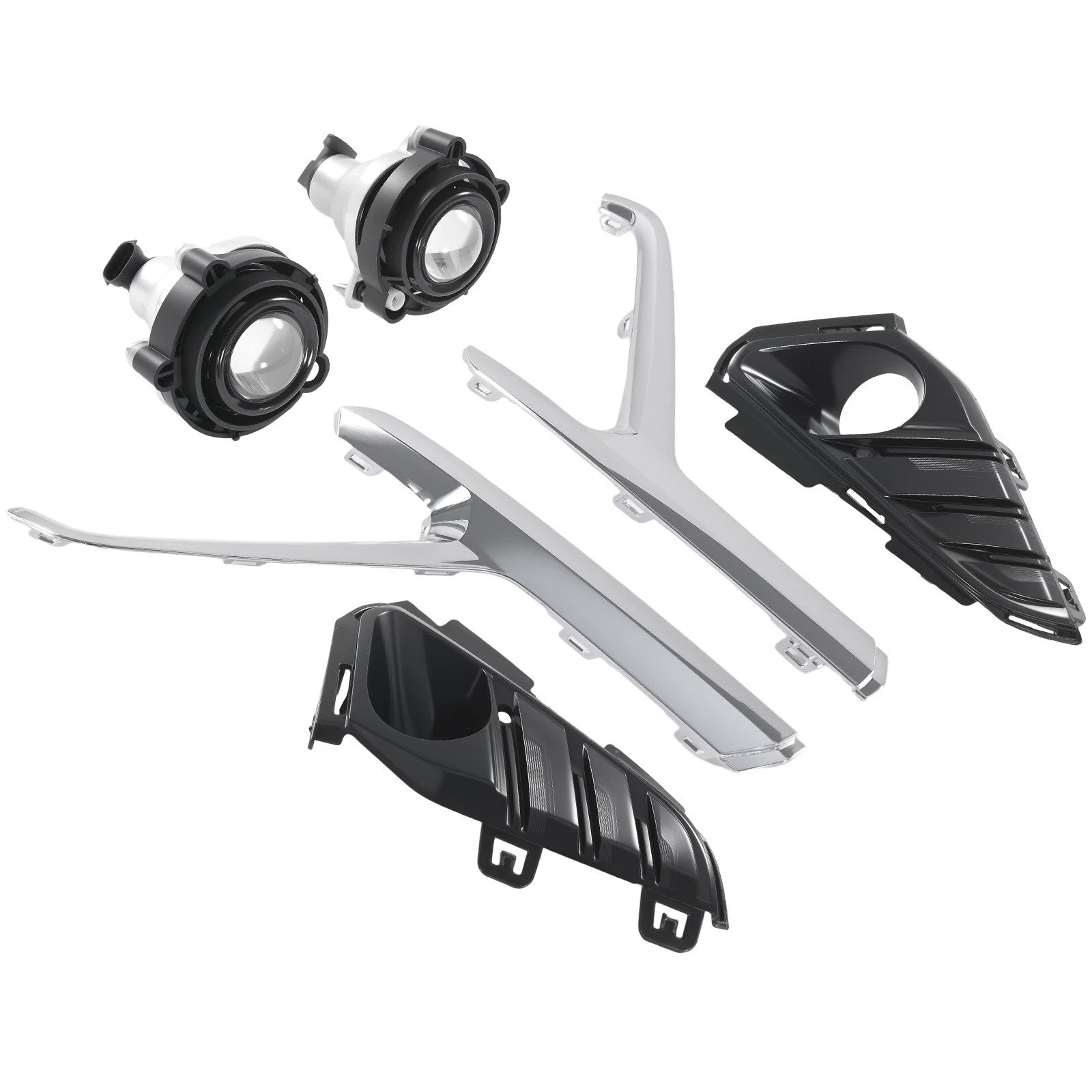 Bumper Fog Light Lamp Set with Bezel Frame & Chrome Trim for GMC Terrain (2018–2021)