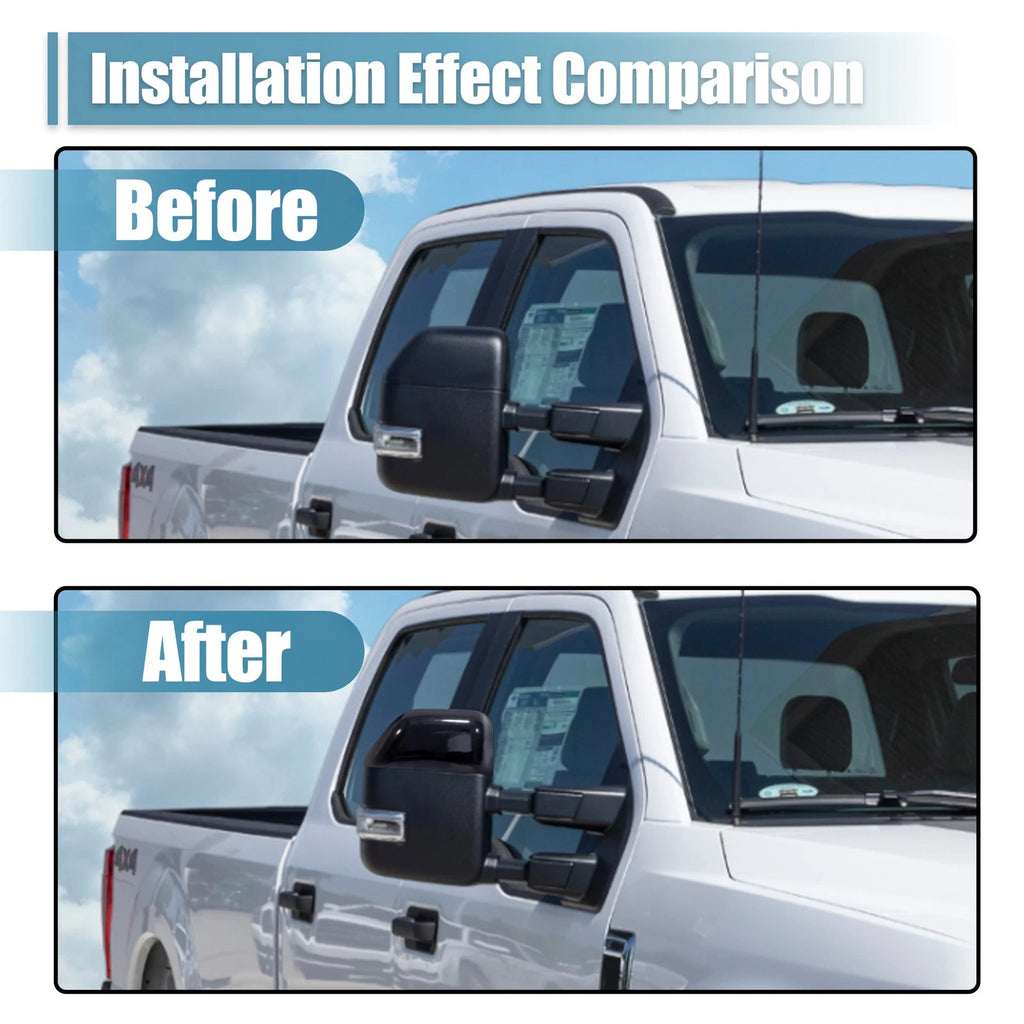 1 Pair Gloss Black Top Half Mirror Cover for Ford F-350 Super Duty (2017–2022)