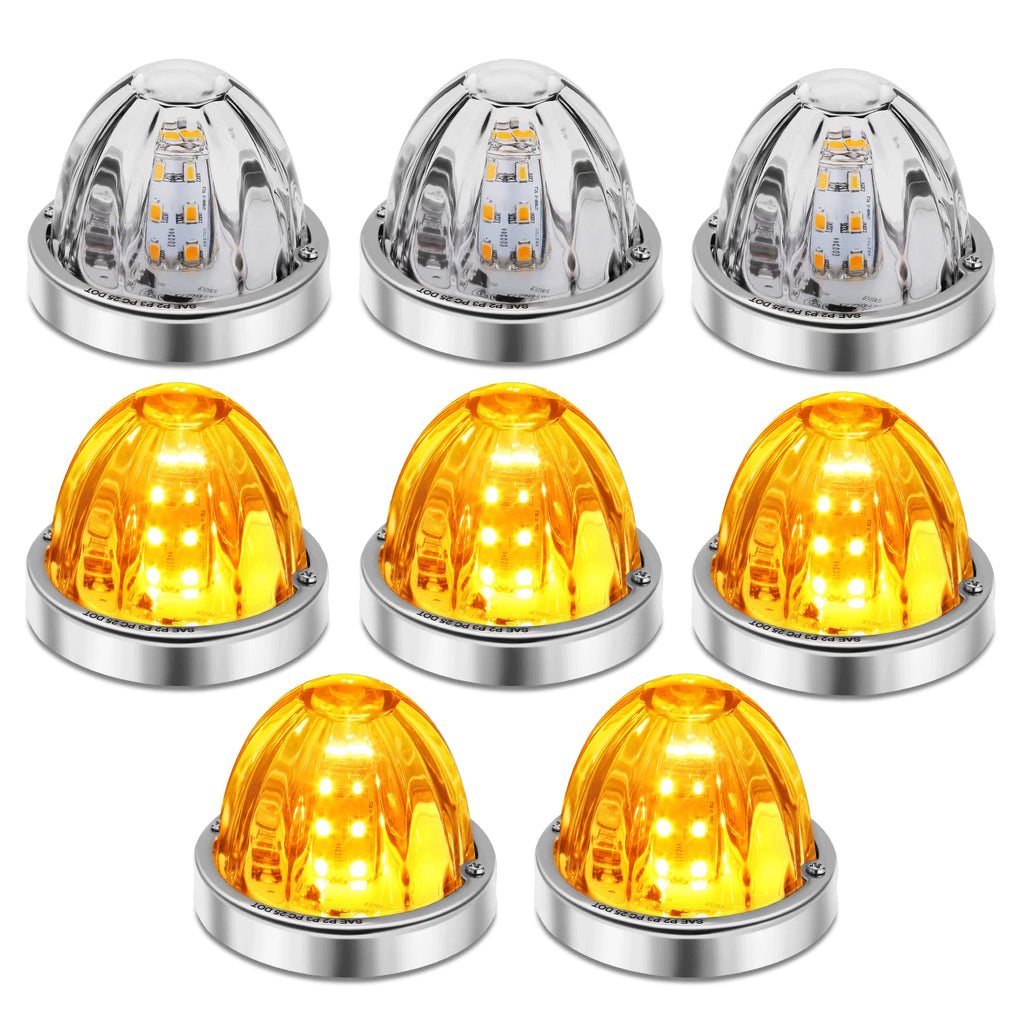 8pcs Chrome Clear LED Side Marker Light Assembly for