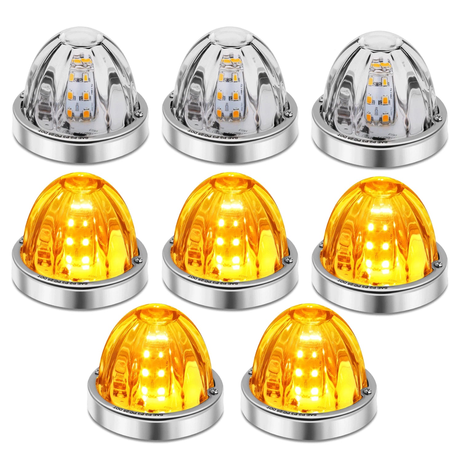 8pcs Chrome Clear LED Side Marker Light Assembly for