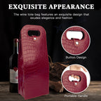 Red Crocodile Grain Wine Carrier Bag for Double Bottle (Tote)
