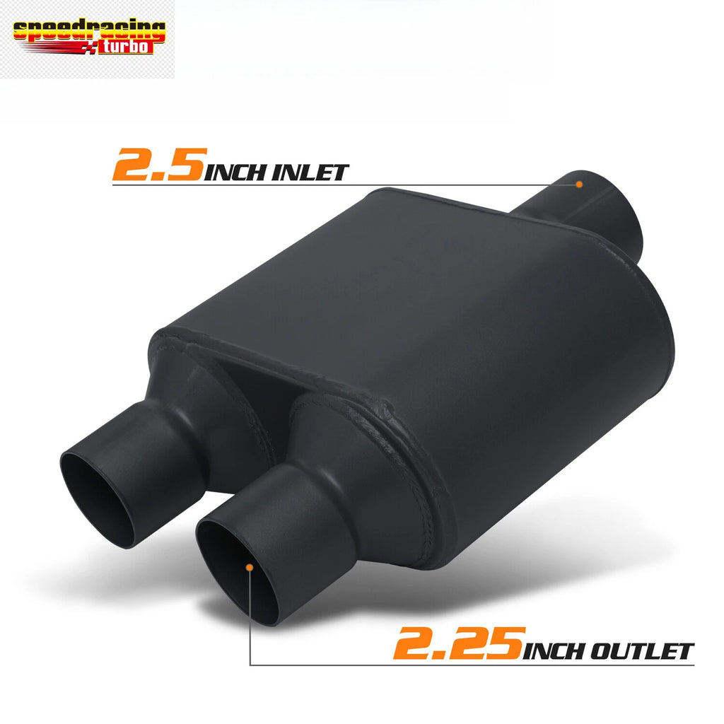 2.5" Center Inlet & 2.25" Outlet Dual Stainless Steel Exhaust Muffler for