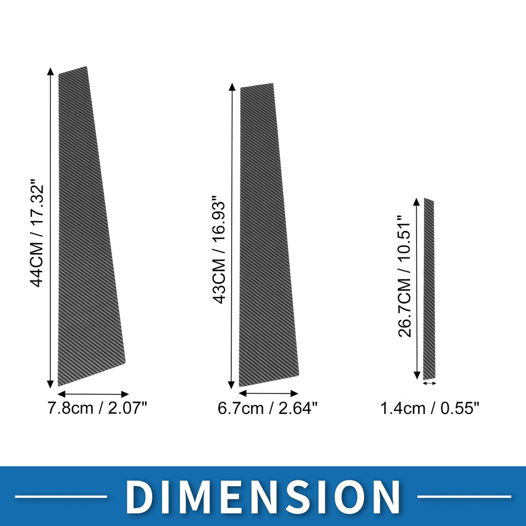 6 Pcs Door Pillar Window Trim for Lexus ES (2002–2006) Carbon Fiber Black