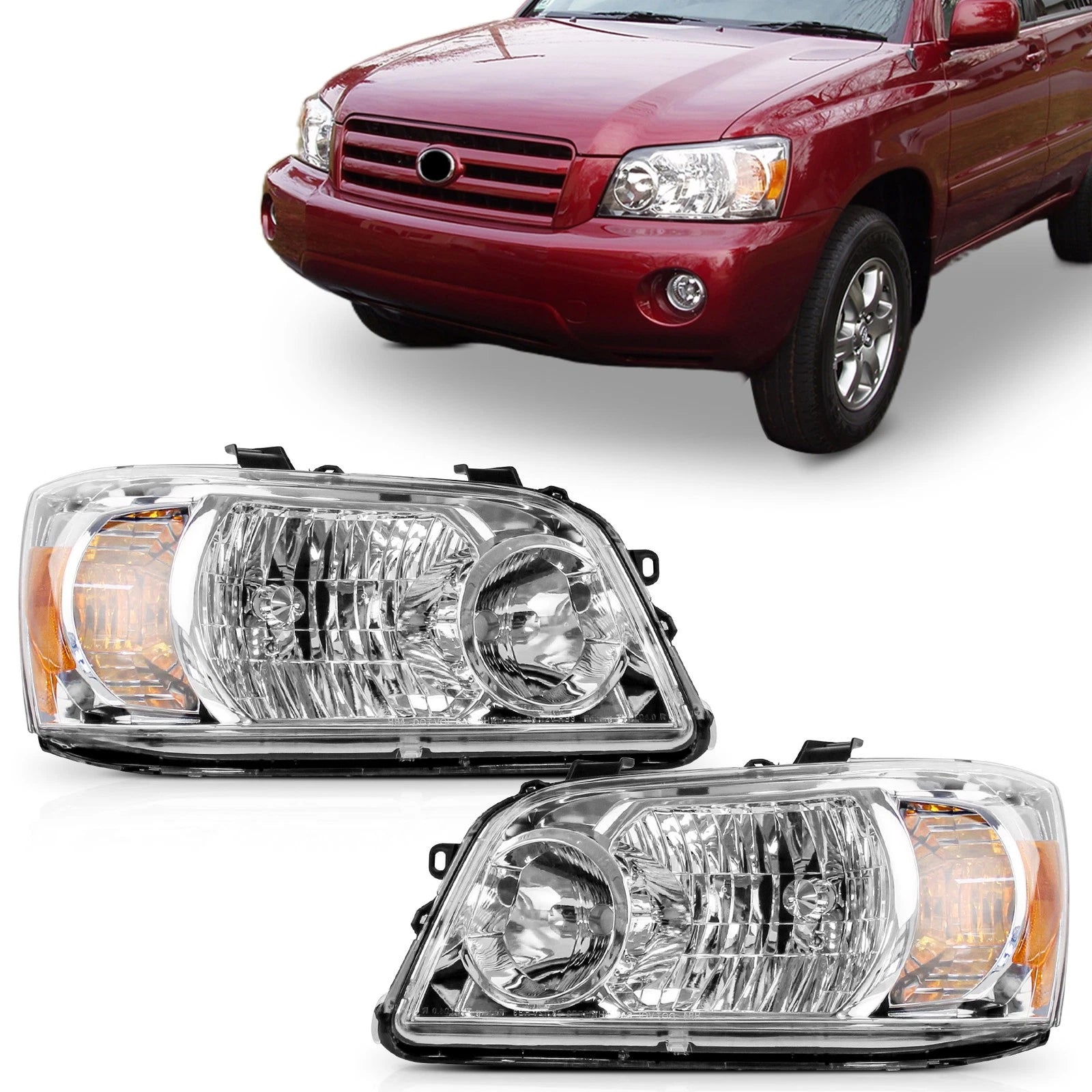 Set of 2 Halogen Headlights for Toyota Highlander (2004–2006)