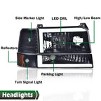 LED DRL Smoke Black Headlights for Ford F-150 Bronco (1992–1996)