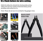 Set of 10 Flush Wire Cable Cutters Diagonal Cutting Pliers
