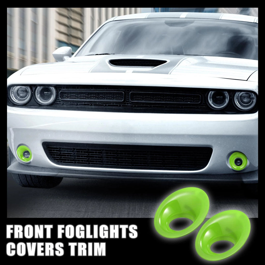 2X ABS Front Foglight Covers Trim for Dodge Challenger (2015–2020) Green