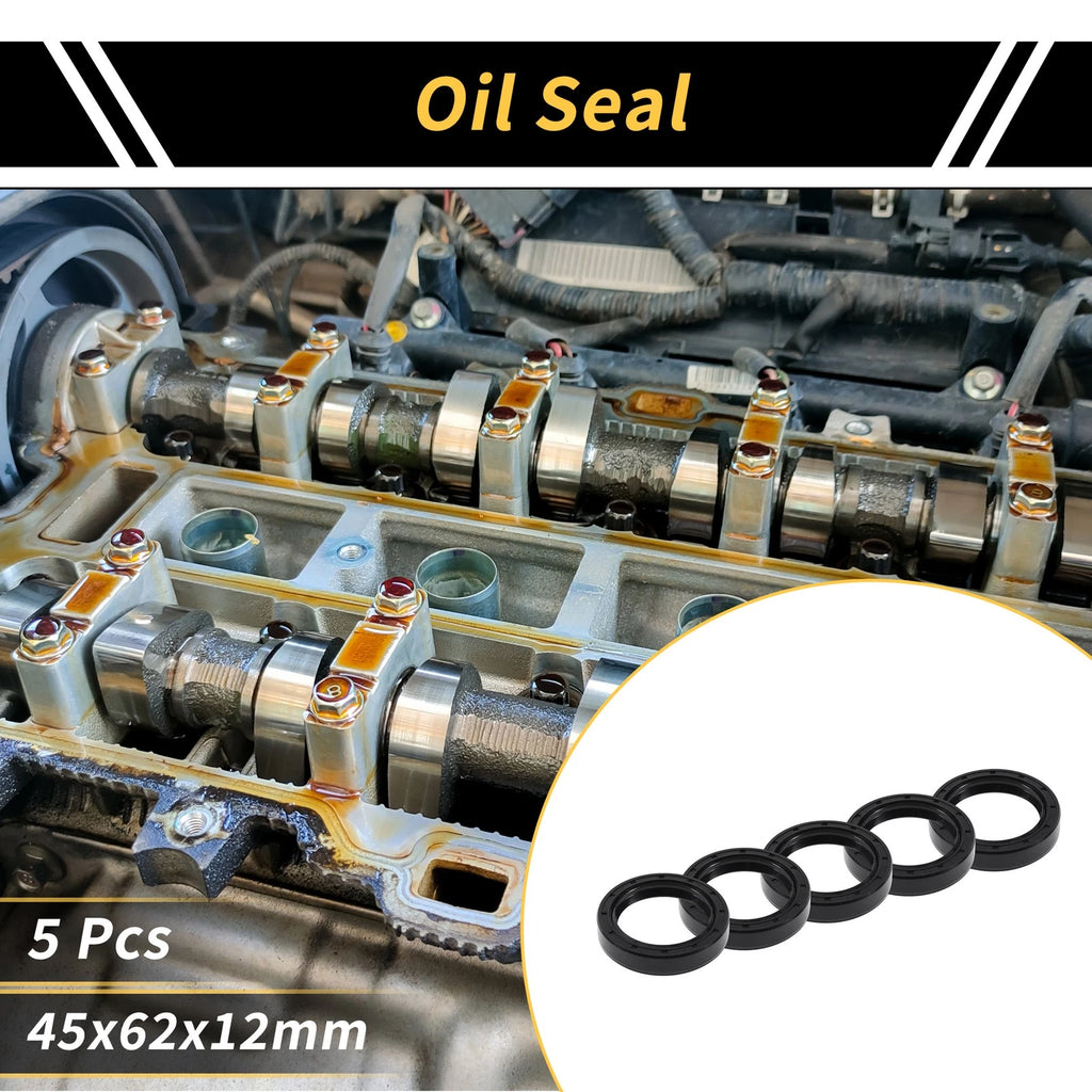 Set of 5 Oil Seal Rotary Shaft Seal NBR Rubber 45x62x12mm