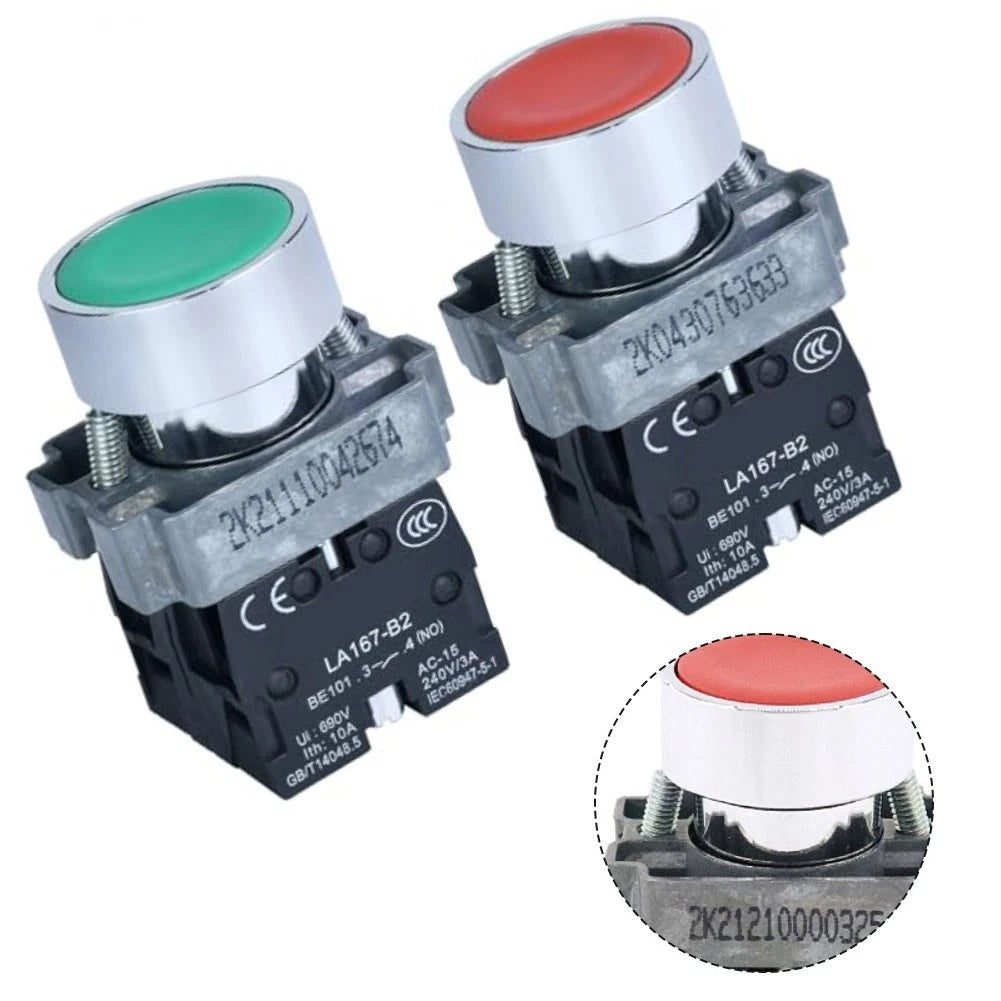 Set of 2 Waterproof Push Button Switches SPDT 10 Amp Red Green