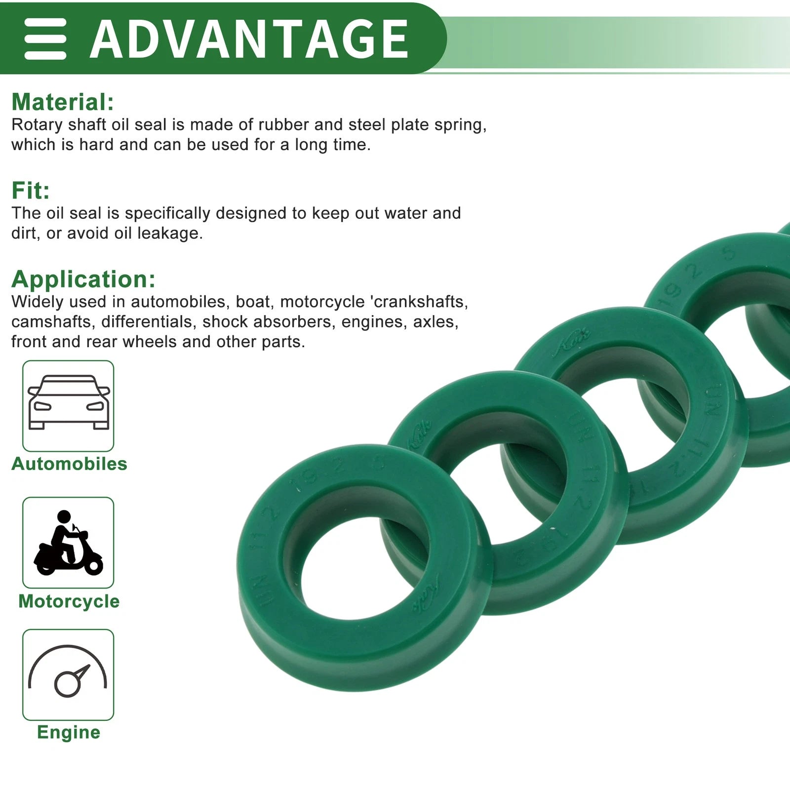Set of 5 Oil Seal Ring Rotary Shaft Seal 11.2x19.2x5mm High Pressure