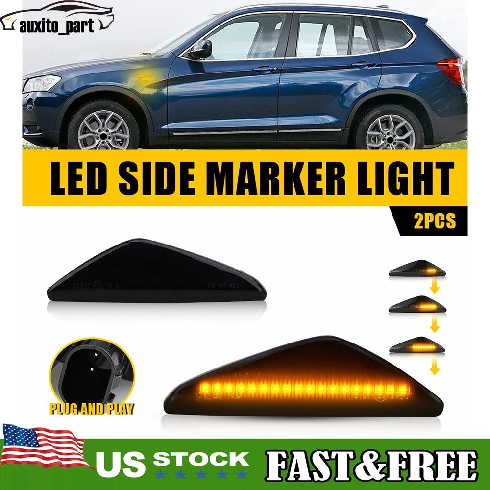 Smoked LED Fender Side Marker Lights for BMW X3 X5 X6 (2011â2017)
