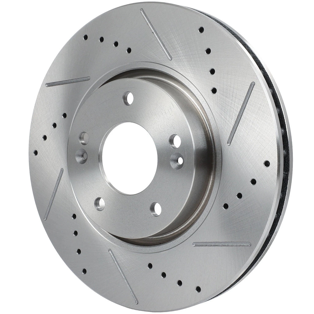 Front Brake Drilled & Slotted Rotors & Ceramic Pads for Hyundai Tucson (2010–2023)