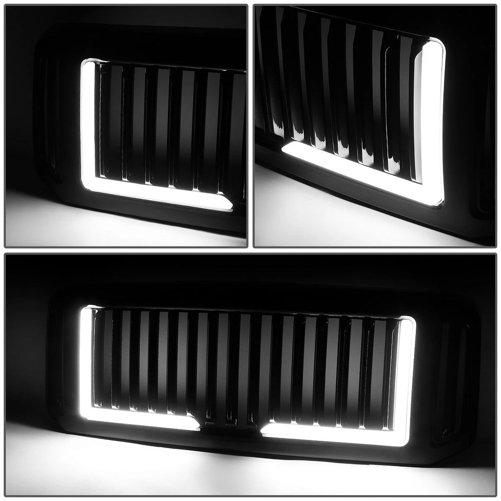 Badgeless Front Upper Grille w/ LED Bar for Ford F250 F350 Super Duty (2005–2007)
