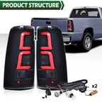 Set of 2 LED Tail Lights for Chevy Silverado (1999–2006) Black Smoke