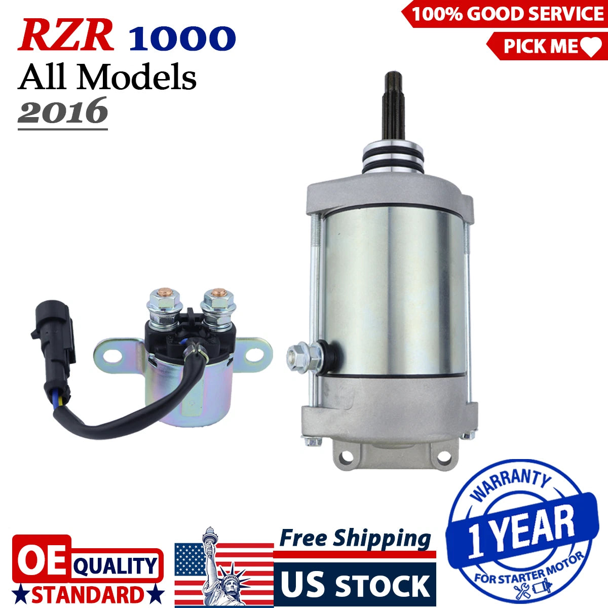 Starter Motor for Polaris RZR 1000 (2016) with Relay