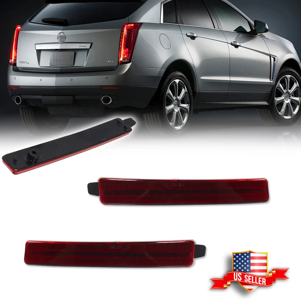 2X Red Lens Rear Bumper Reflector Lights for GMC Acadia Cadillac SRX (2007–2016)