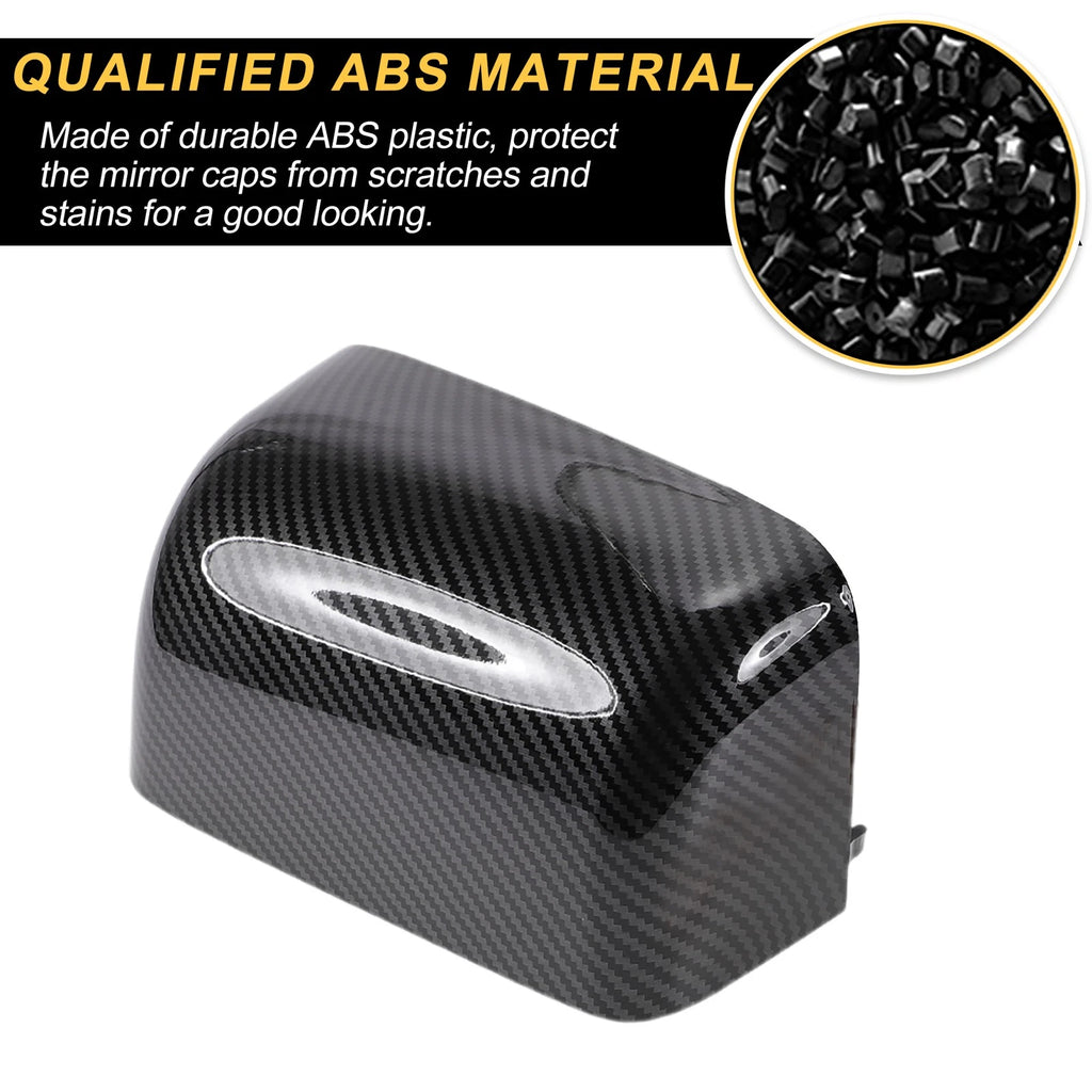 Set of 2 Rearview Mirror Cover Caps Black Carbon Fiber for Ford Excursion F150 F250