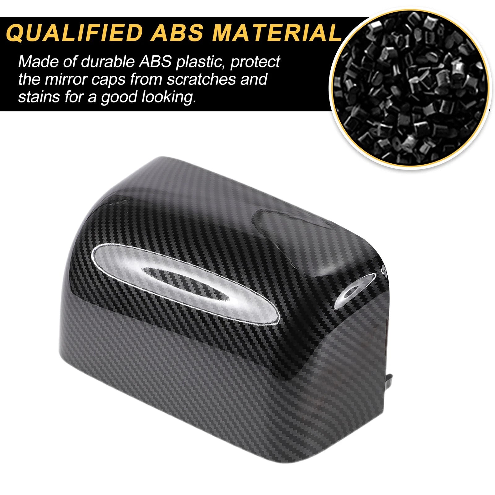 Set of 2 Rearview Mirror Cover Caps Black Carbon Fiber for Ford Excursion F150 F250