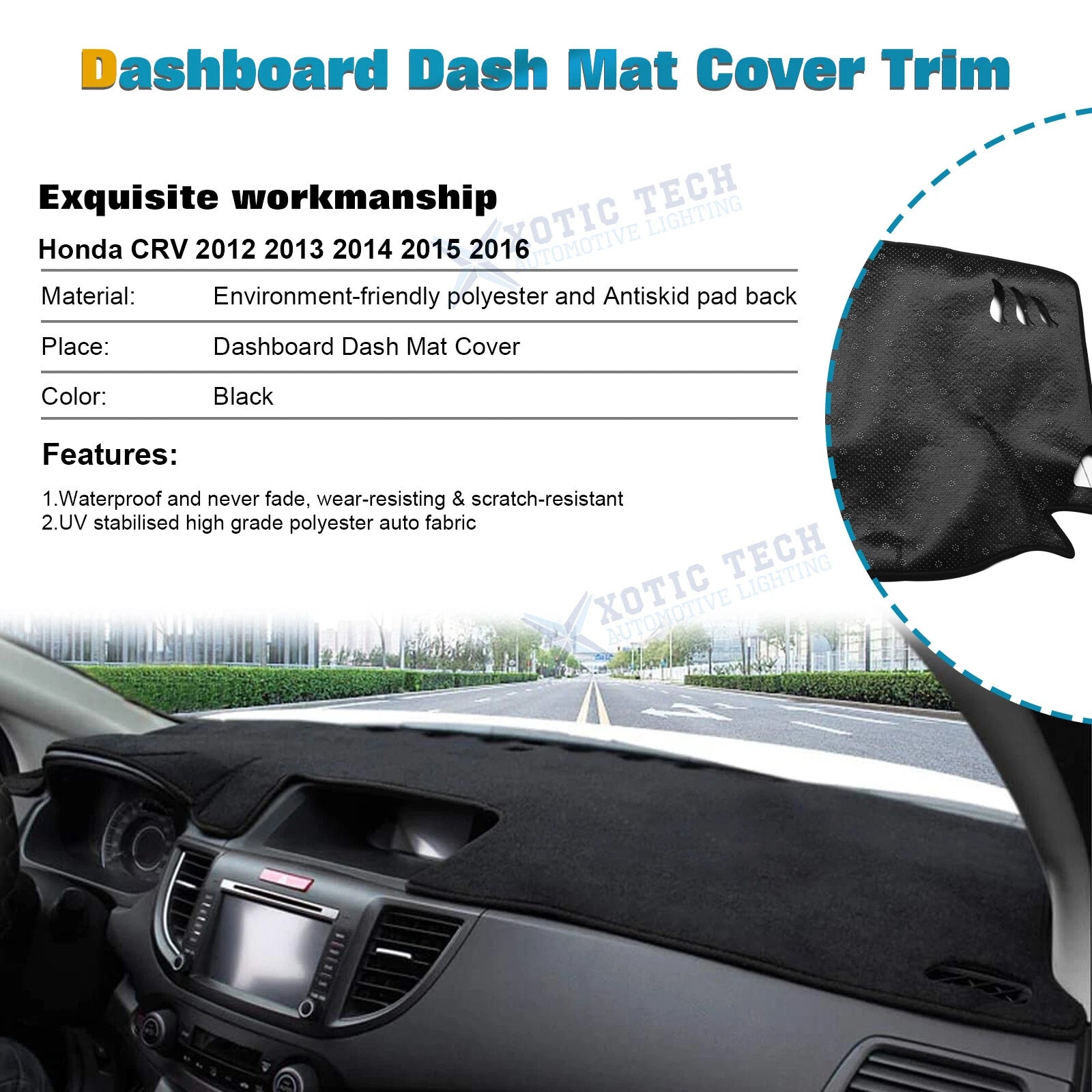 Non-Slip Dash Overlay Cover for Honda CR-V (2012-2016)